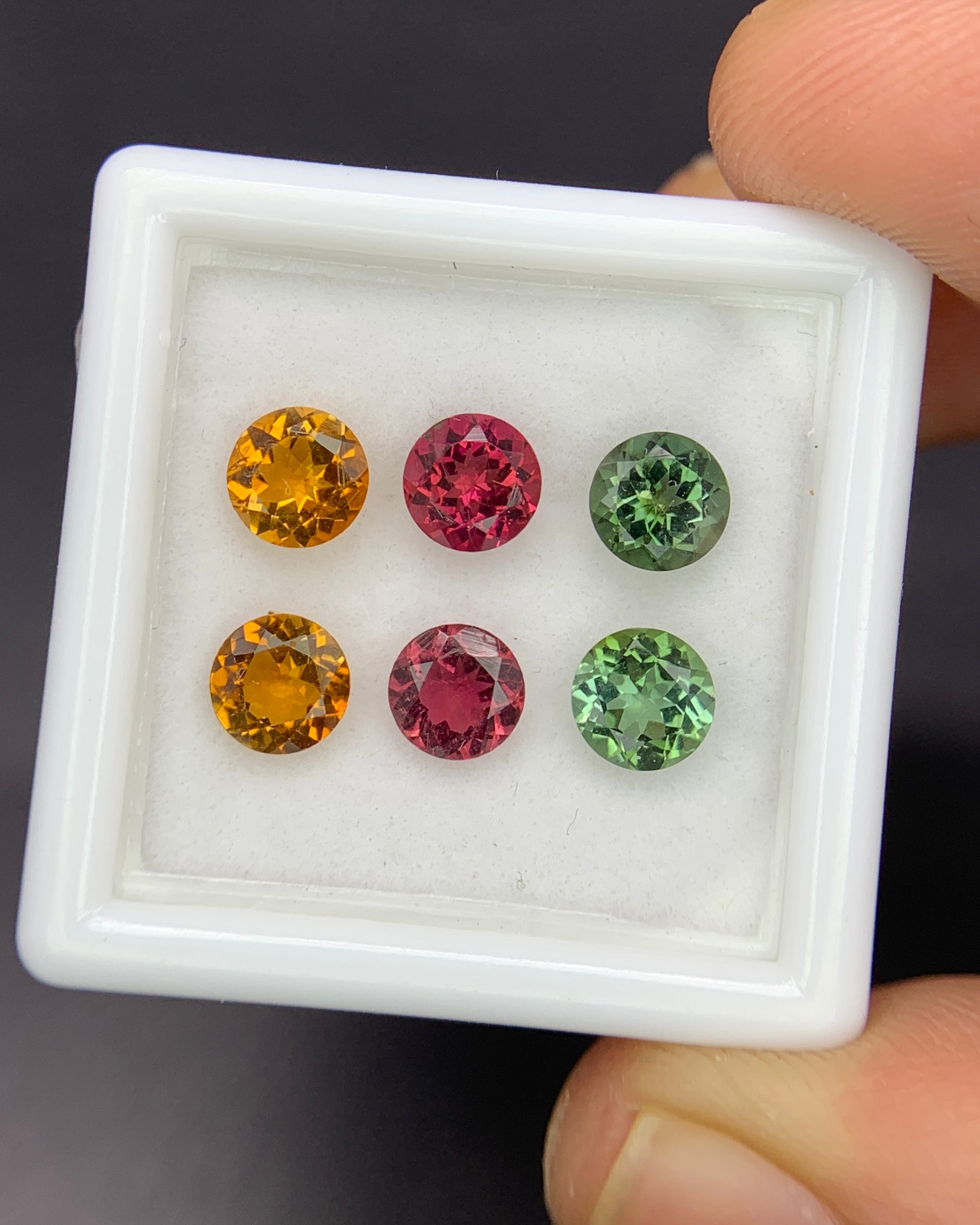 Natural Multi Color Tourmaline Lot 2.87 Carat 5x5 MM Round Shape Faceted Gemstone 6 Piece Lot 