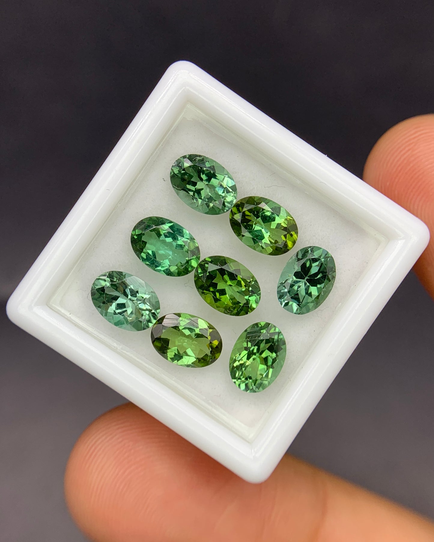 Natural Green Tourmaline Lot 6.22 Carat 7X5 MM Oval Shape Faceted Gemstone 8 Piece Lot 