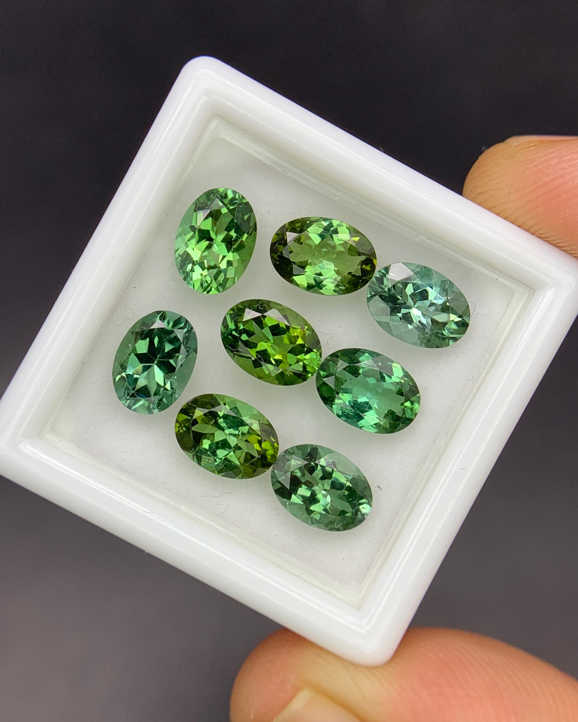 Natural Green Tourmaline Lot 6.22 Carat 7X5 MM Oval Shape Faceted Gemstone 8 Piece Lot 