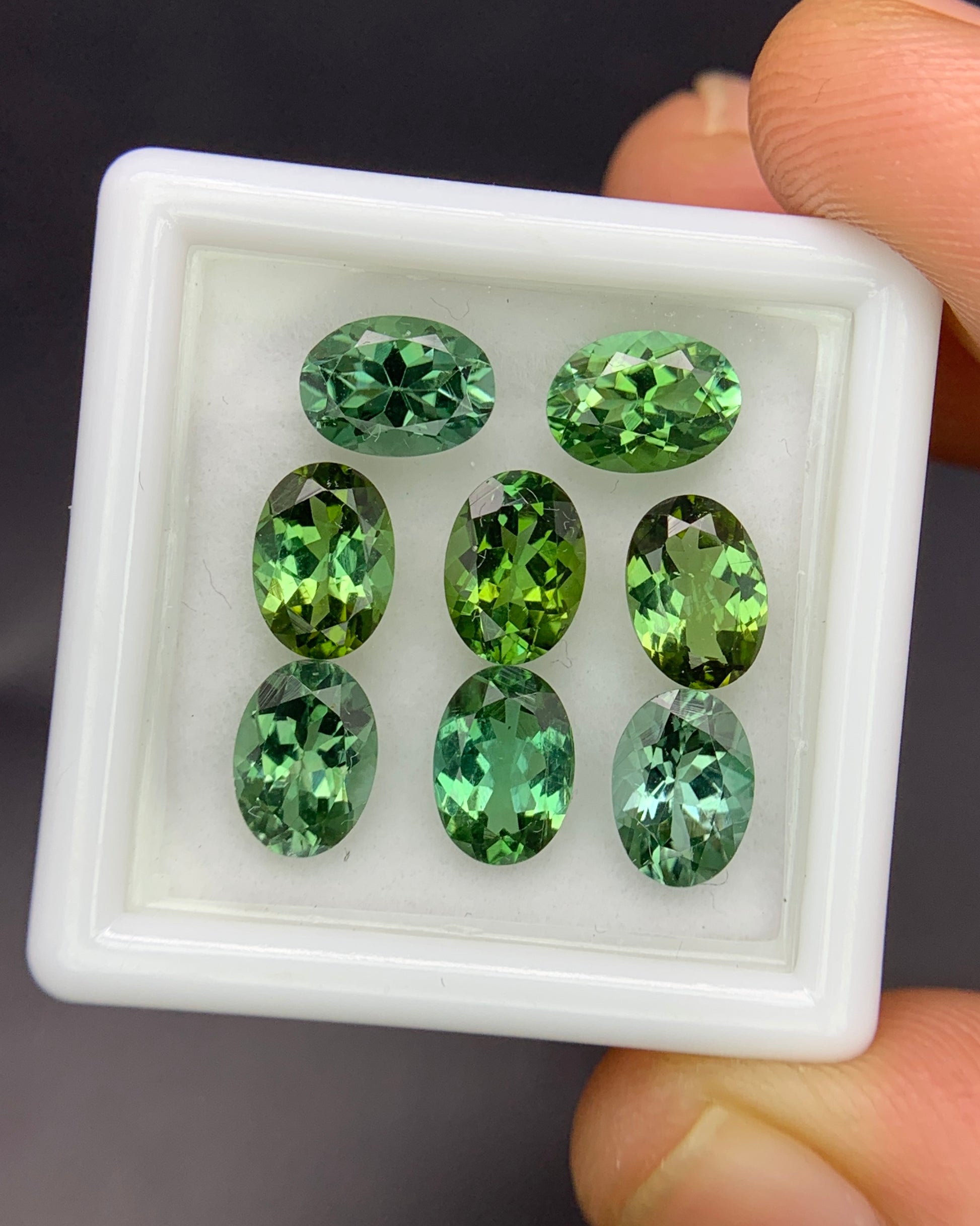 Natural Green Tourmaline Lot 6.22 Carat 7X5 MM Oval Shape Faceted Gemstone 8 Piece Lot 