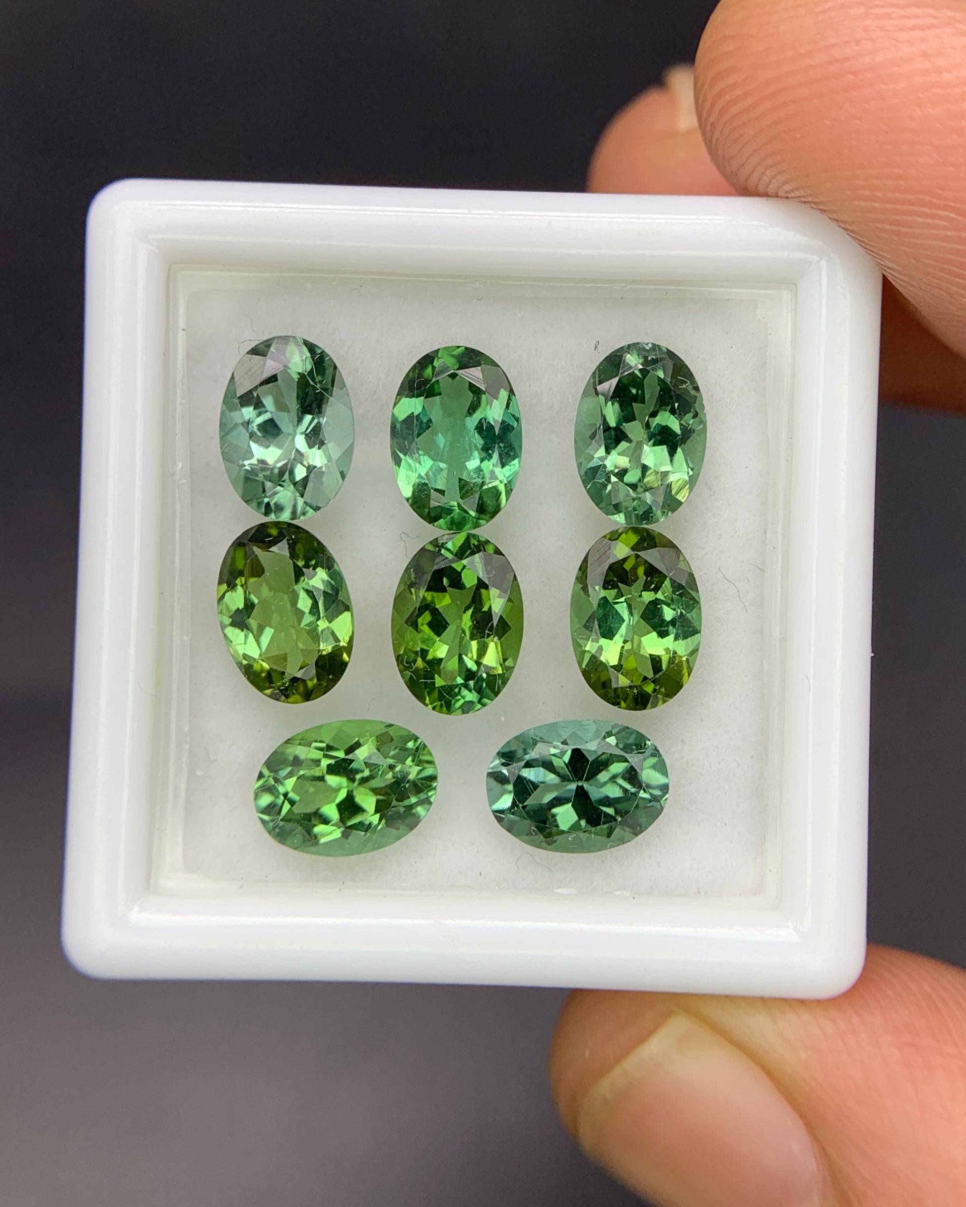 Natural Green Tourmaline Lot 6.22 Carat 7X5 MM Oval Shape Faceted Gemstone 8 Piece Lot 