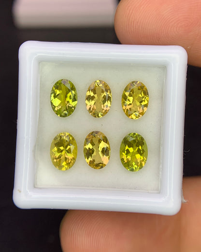 Natural Canary Tourmaline Lot 4.30 Carat 7x5 MM Oval Shape Faceted Gemstone 6 Piece Lot