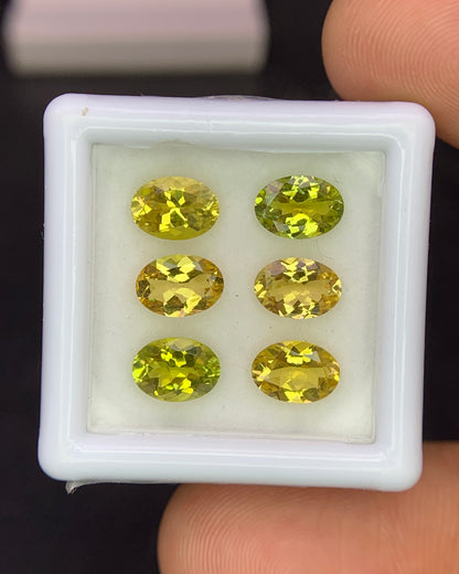 Natural Canary Tourmaline Lot 4.30 Carat 7x5 MM Oval Shape Faceted Gemstone 6 Piece Lot