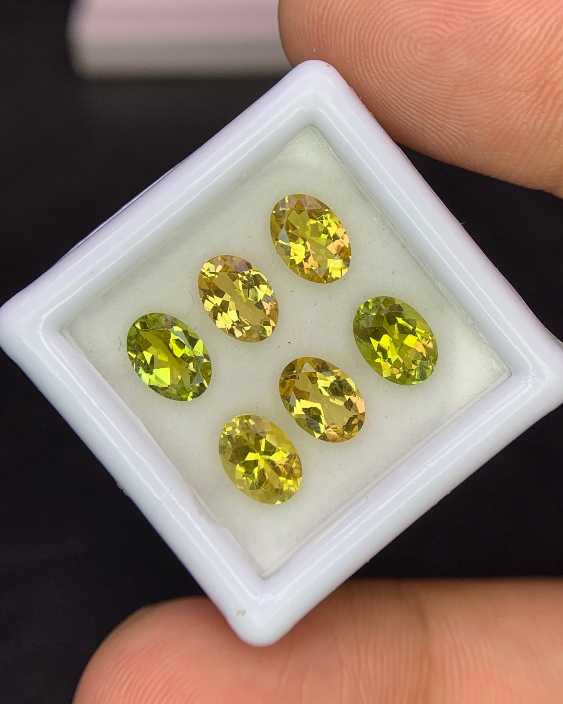 Natural Canary Tourmaline Lot 4.30 Carat 7x5 MM Oval Shape Faceted Gemstone 6 Piece Lot