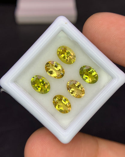 Natural Canary Tourmaline Lot 4.30 Carat 7x5 MM Oval Shape Faceted Gemstone 6 Piece Lot