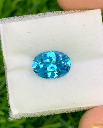 Natural Cambodian Blue Zircon 2.89 Carat 9.7x7.1 MM Oval Shape Faceted Gemstone