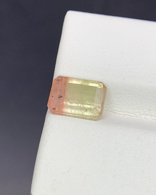 Natural Bi Color Tourmaline 1.92 Carat 8.9x6.9 MM Octagon Shape Faceted Gemstone 
