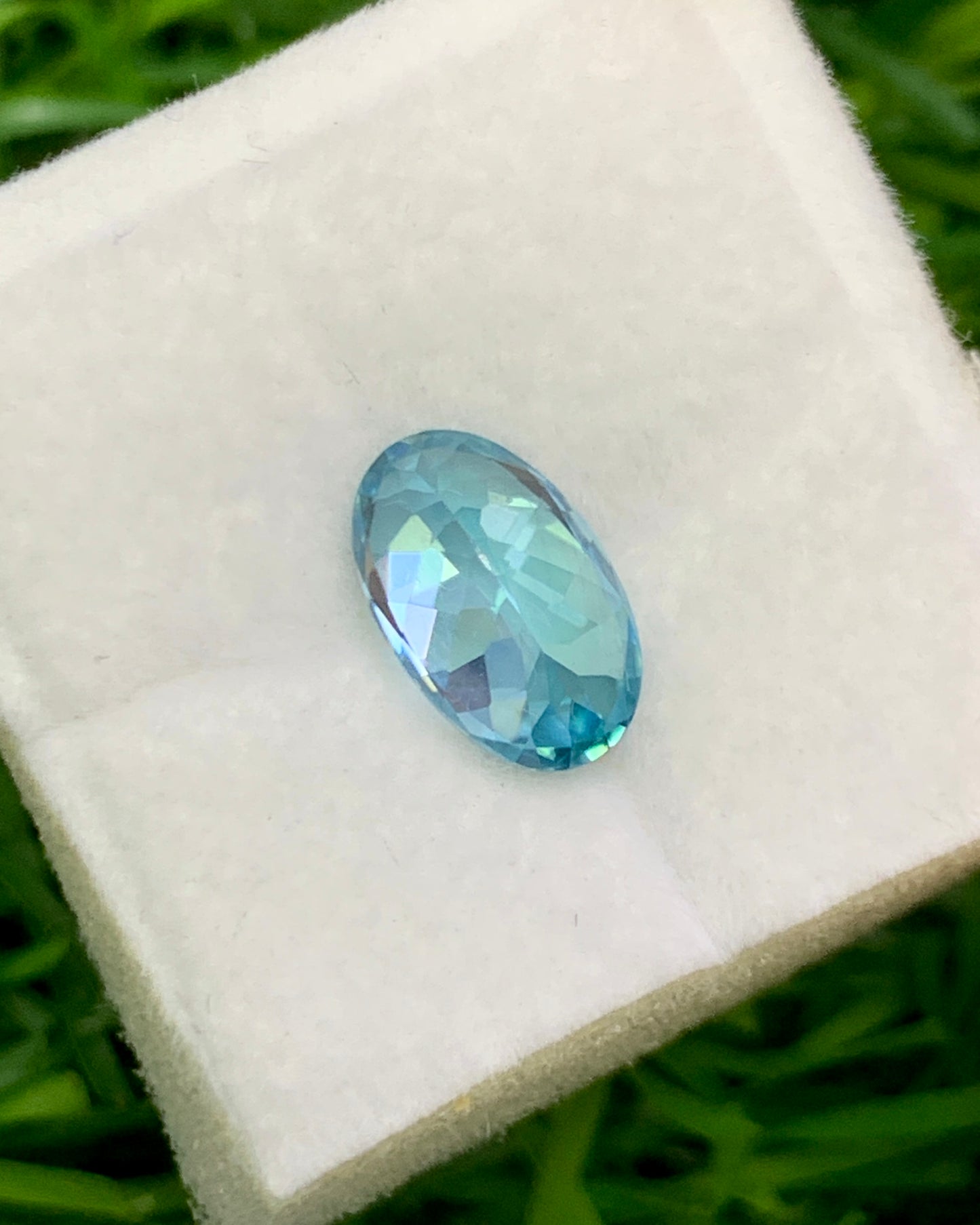 Natural Cambodian Blue Zircon 2.45 Carat 9.6x5.9 MM Oval Shape Faceted Gemstone