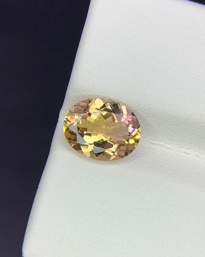 Natural Bi Color Tourmaline 1.79 Carat 9x7 MM Oval Shape Faceted Gemstone