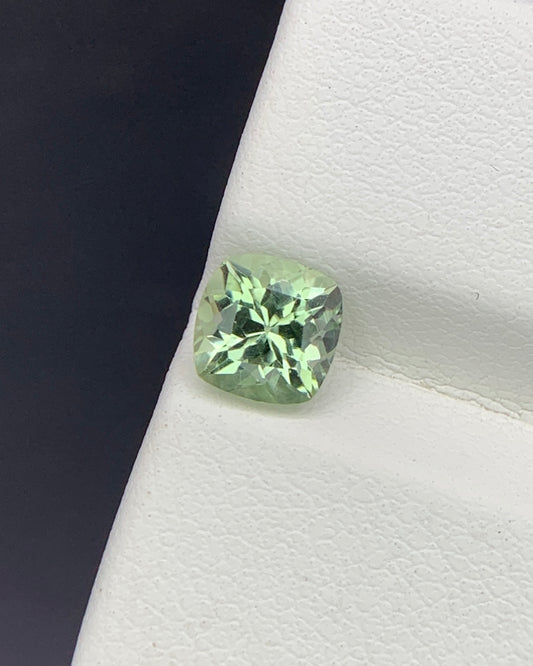 Natural Green Tourmaline 1.12 Carat 6.2x6.2 MM Cushion Shape Faceted Gemstone 