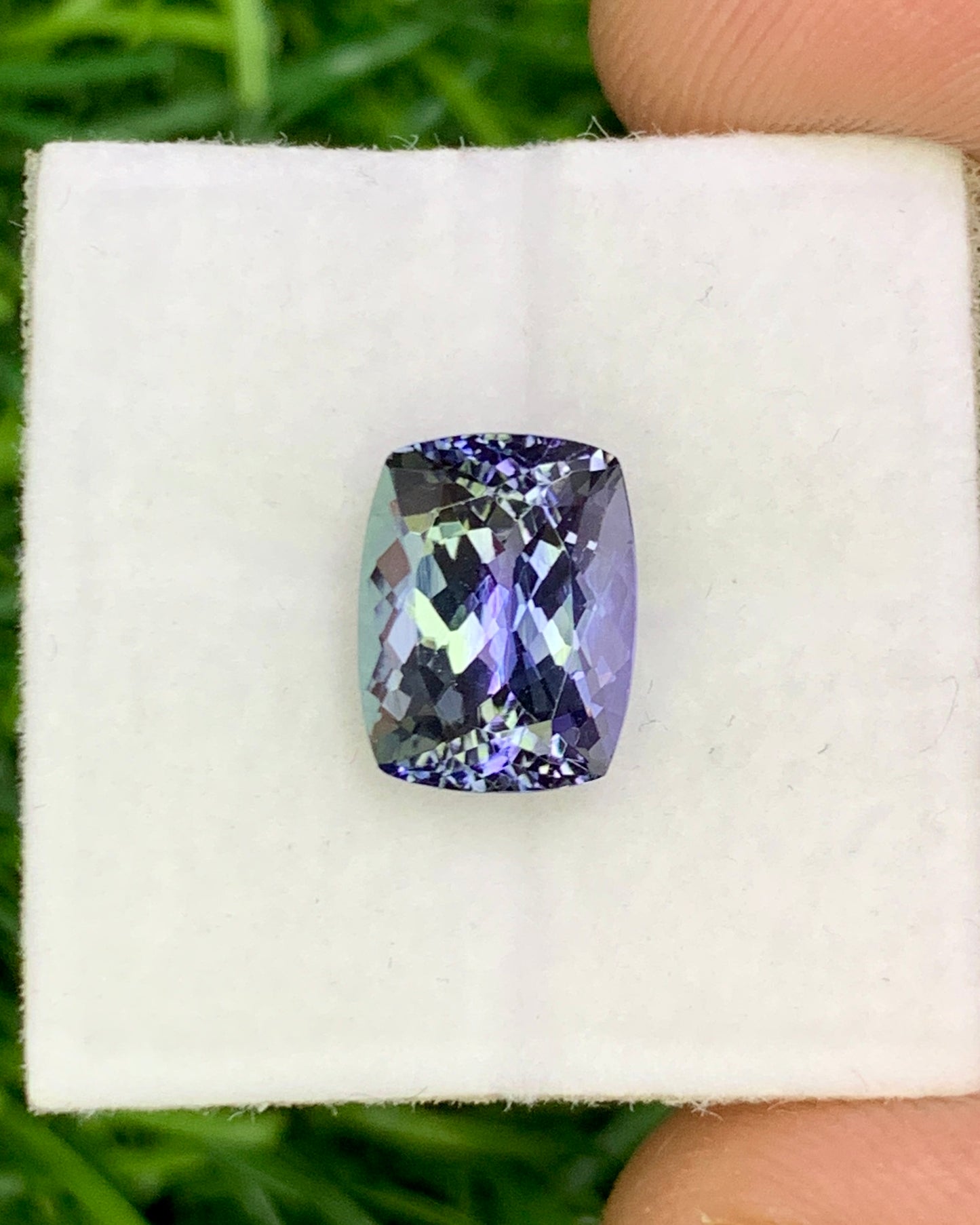 Natural Bi Color Tanzanite 2.71 Carat 9.1x7.1 MM Cushion Shape Faceted Gemstone