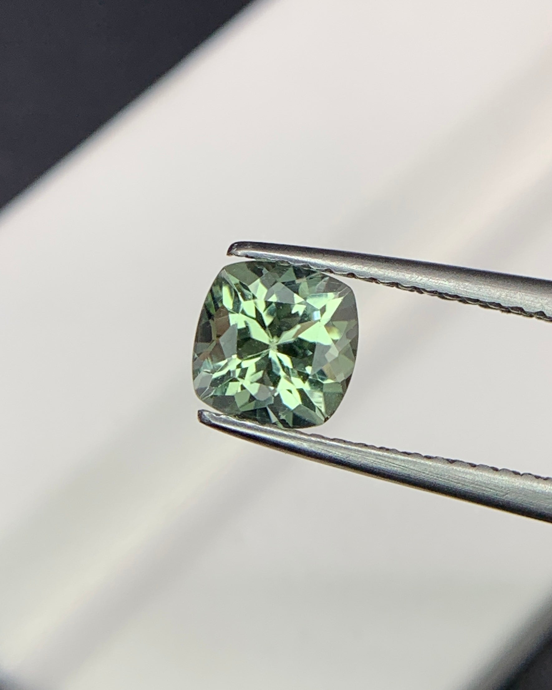 Natural Green Tourmaline 1.12 Carat 6.2x6.2 MM Cushion Shape Faceted Gemstone 