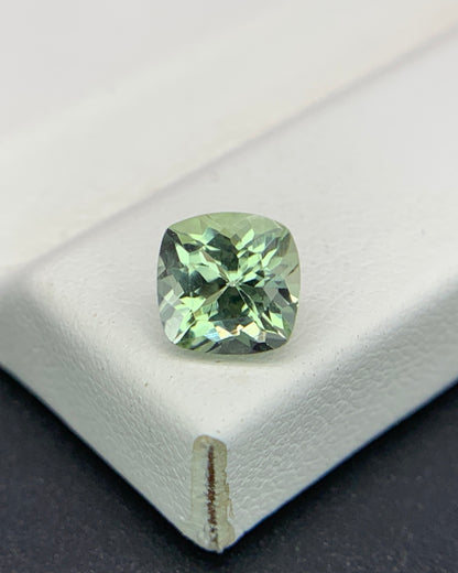 Natural Green Tourmaline 1.12 Carat 6.2x6.2 MM Cushion Shape Faceted Gemstone 