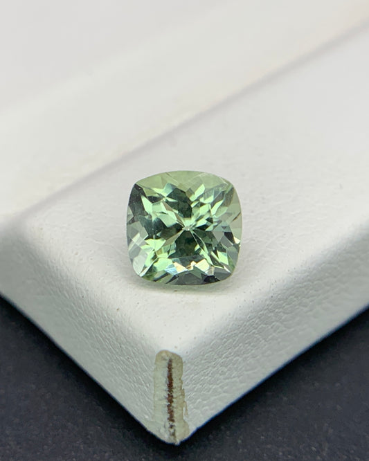 Natural Green Tourmaline 1.12 Carat 6.2x6.2 MM Cushion Shape Faceted Gemstone 