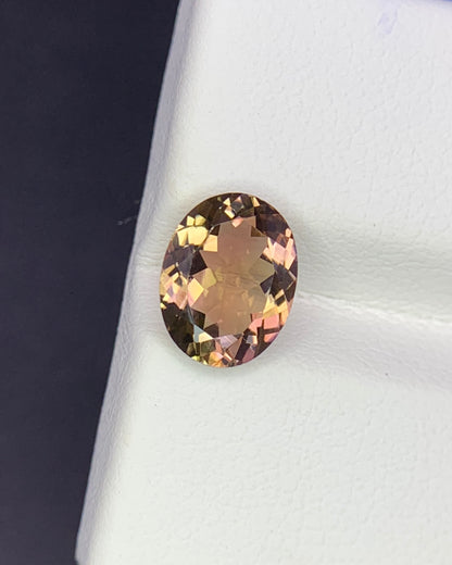 Natural Flawless Bi Color Tourmaline 1.77 Carat 9x7 MM Oval Shape Faceted Gemstone