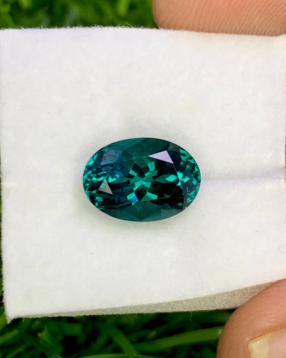 Natural Indicolite Tourmaline 3.20 Carat 10.3x7.3 MM Oval Shape Faceted Gemstone