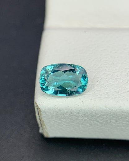 Natural Indicolite Tourmaline 0.43 Carat 6x4 MM Cushion Shape Faceted Gemstone 