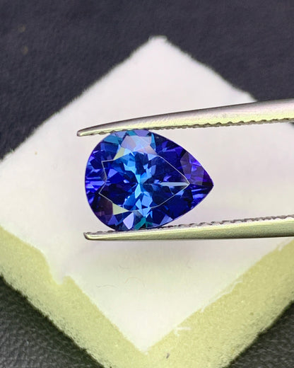 Natural Bi Color Tanzanite 2.33 Carat 10x8 MM Pear Shape Faceted Gemstone