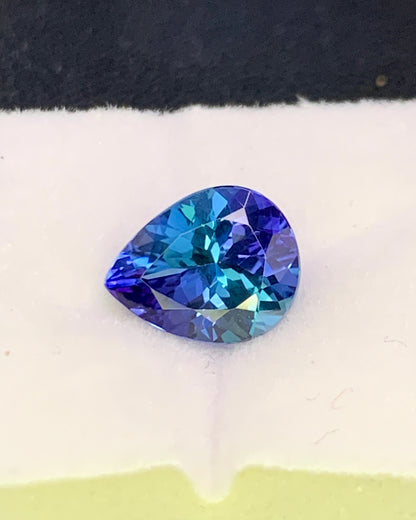 Natural Bi Color Tanzanite 2.33 Carat 10x8 MM Pear Shape Faceted Gemstone