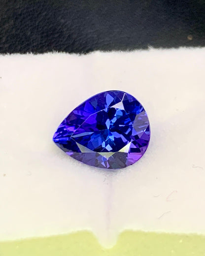 Natural Bi Color Tanzanite 2.33 Carat 10x8 MM Pear Shape Faceted Gemstone