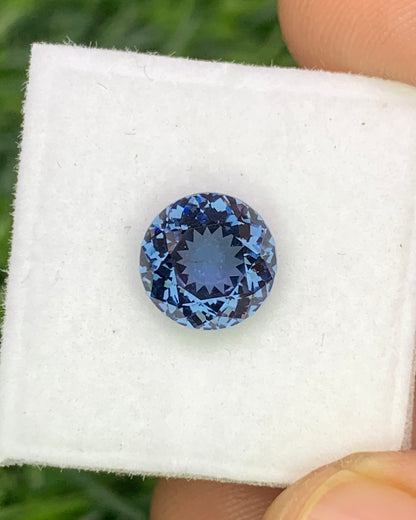 Natural Blue Spinel 2.72 Carat 8.1x8.1 MM Round Shape Faceted Gemstone 