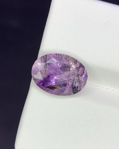 Natural Super Seven 2.80 Carat 11.3x8.3 MM Oval Shape Faceted Gemstone with 7 Crystals Healing Stone Seven Chakra Melody Stone