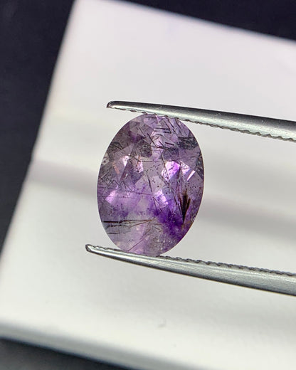 Natural Super Seven 2.80 Carat 11.3x8.3 MM Oval Shape Faceted Gemstone with 7 Crystals Healing Stone Seven Chakra Melody Stone