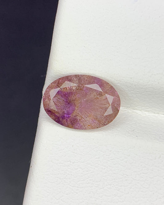 Natural Super Seven 1.90 Carat 10.4x7.4 MM Oval Shape Faceted Gemstone with 7 Crystals Healing Stone Seven Chakra Melody Stone 