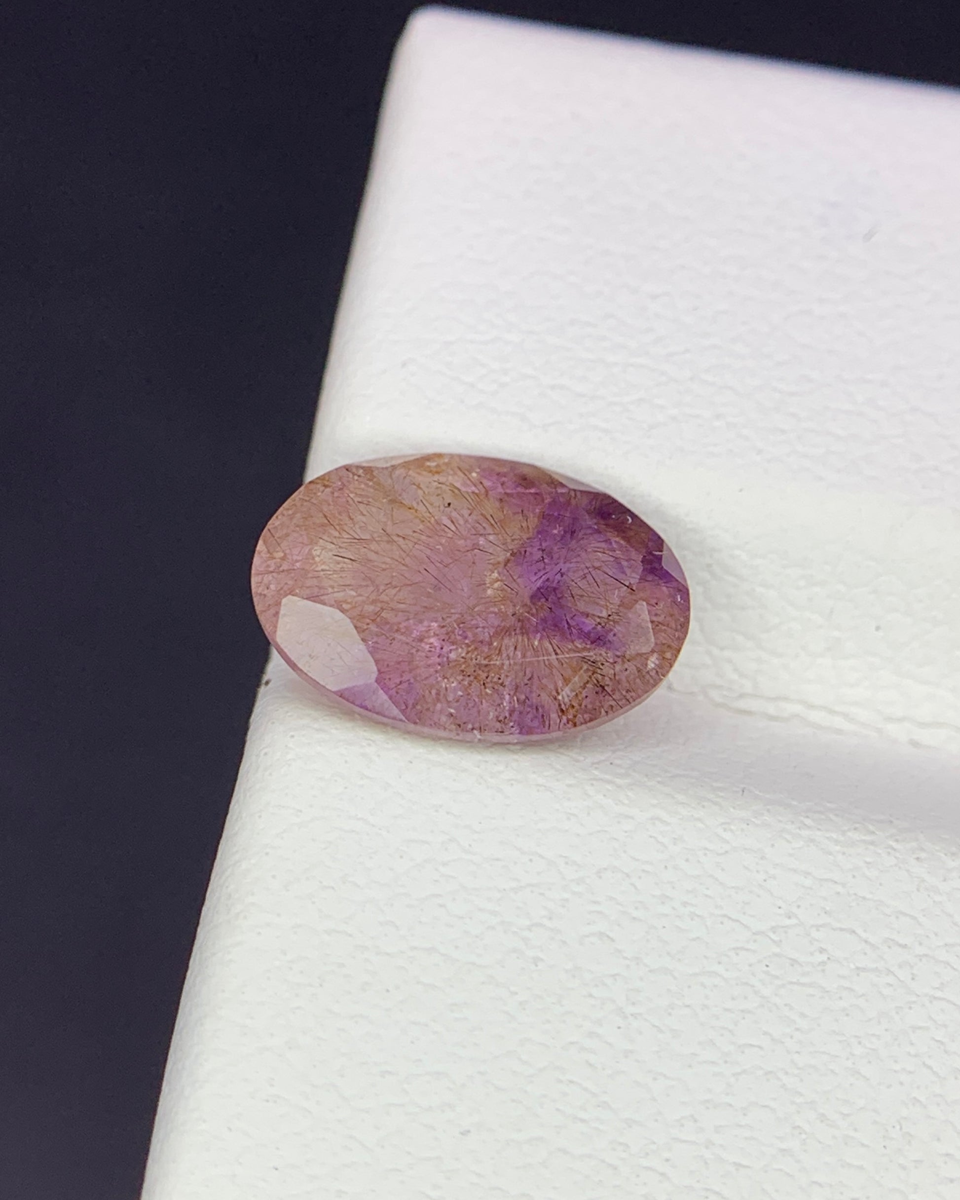 Natural Super Seven 1.90 Carat 10.4x7.4 MM Oval Shape Faceted Gemstone with 7 Crystals Healing Stone Seven Chakra Melody Stone 