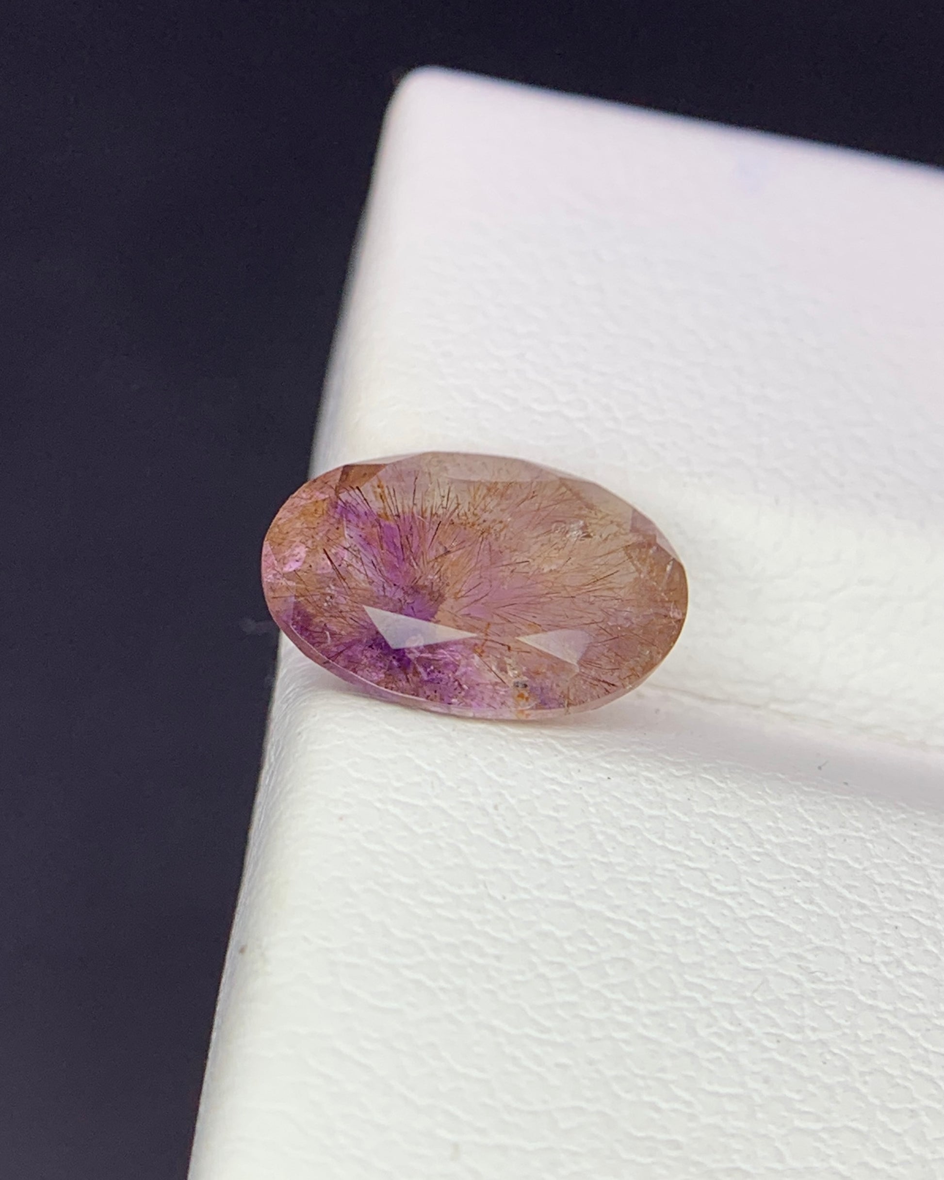 Natural Super Seven 1.90 Carat 10.4x7.4 MM Oval Shape Faceted Gemstone with 7 Crystals Healing Stone Seven Chakra Melody Stone 