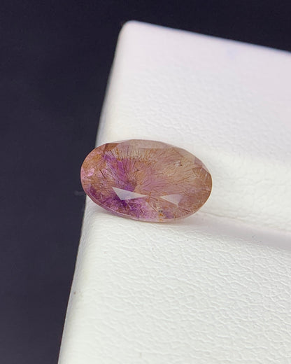 Natural Super Seven 1.90 Carat 10.4x7.4 MM Oval Shape Faceted Gemstone with 7 Crystals Healing Stone Seven Chakra Melody Stone 