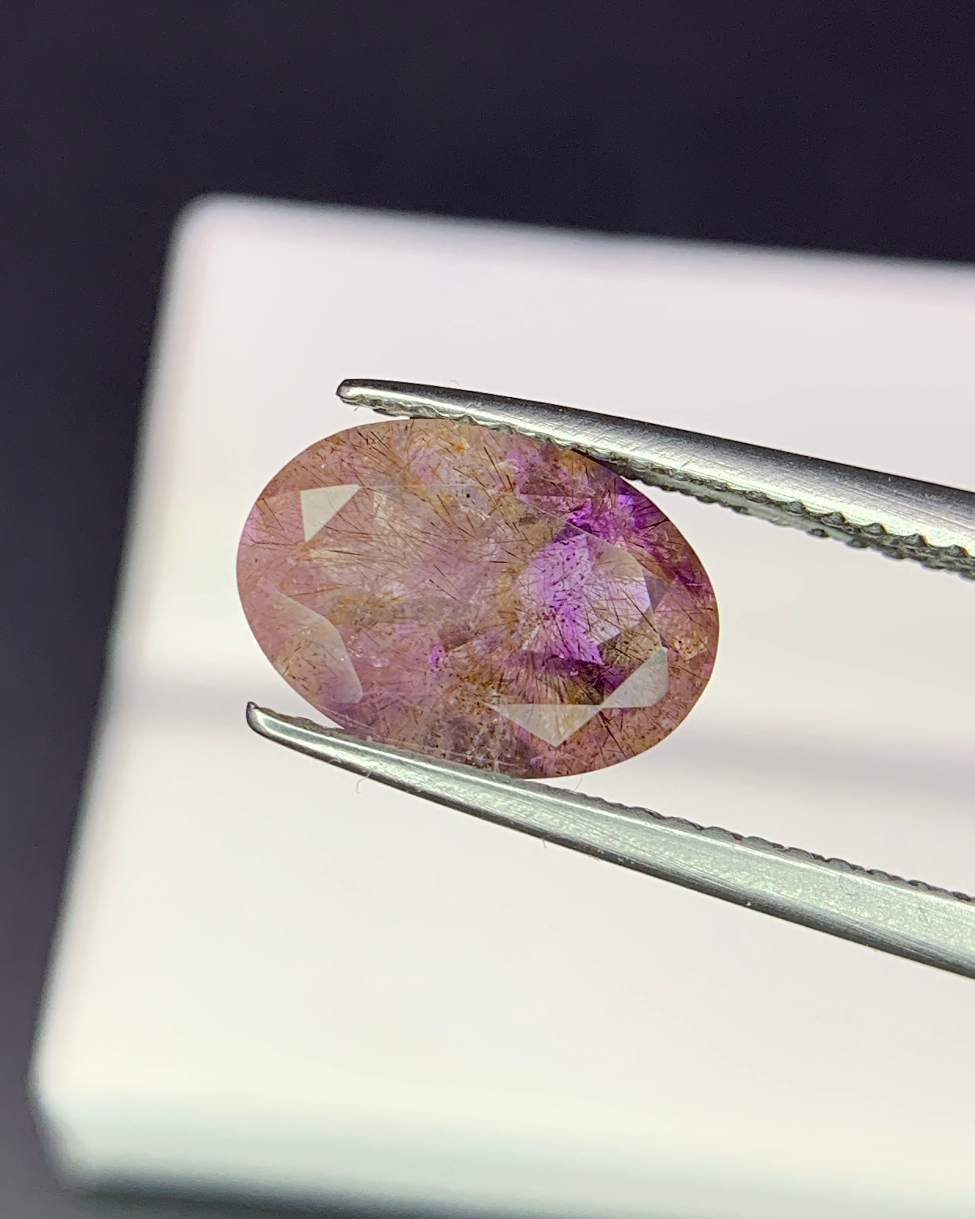 Natural Super Seven 1.90 Carat 10.4x7.4 MM Oval Shape Faceted Gemstone with 7 Crystals Healing Stone Seven Chakra Melody Stone 