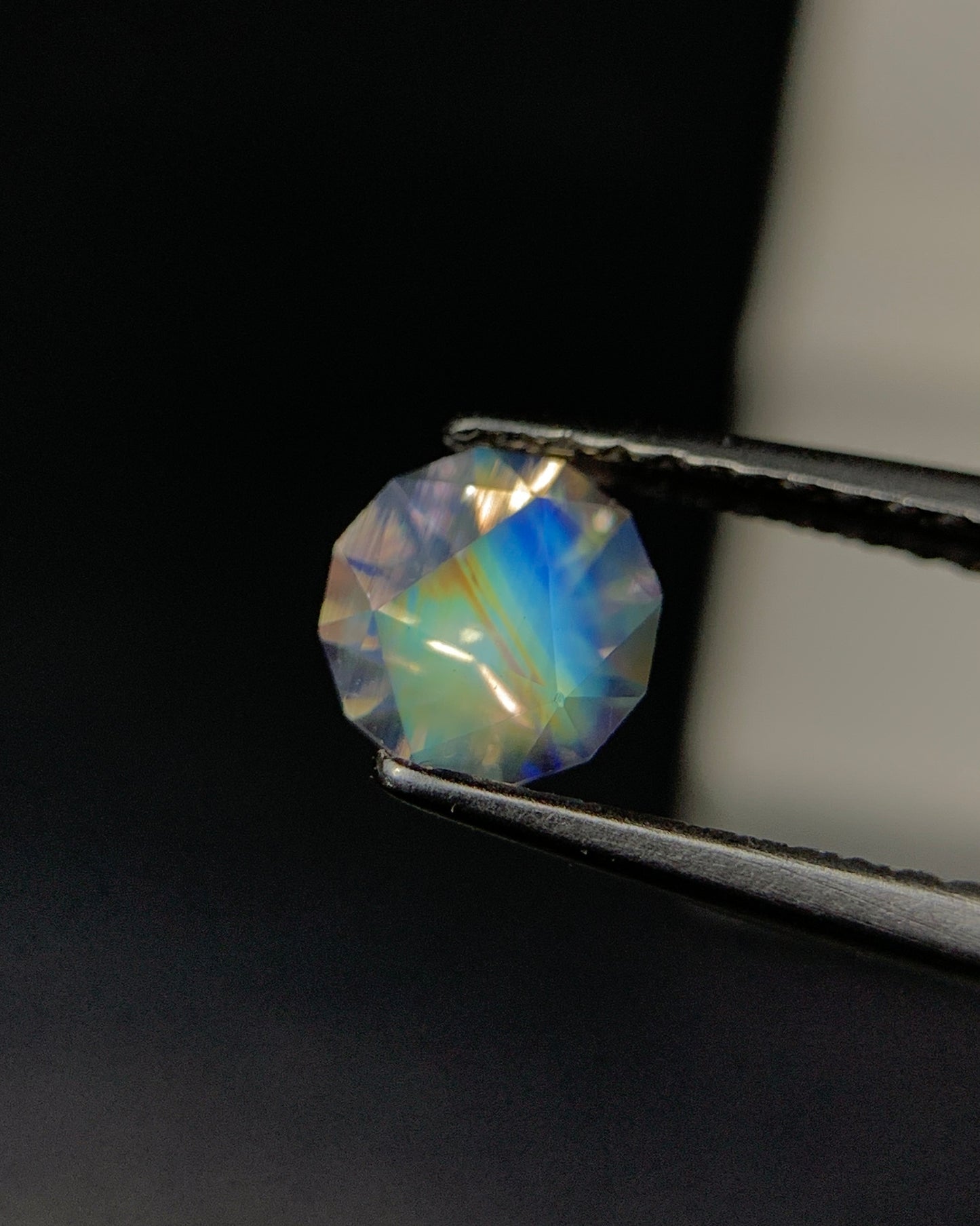 Natural Multi Fire Rainbow Moonstone 0.52 Carat 5.5x5.5 MM Corner Cut Faceted Gemstone 
