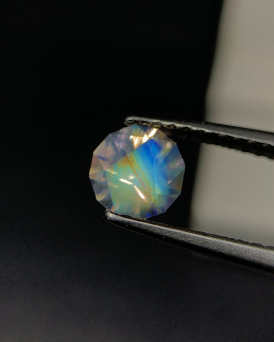 Natural Multi Fire Rainbow Moonstone 0.52 Carat 5.5x5.5 MM Corner Cut Faceted Gemstone 