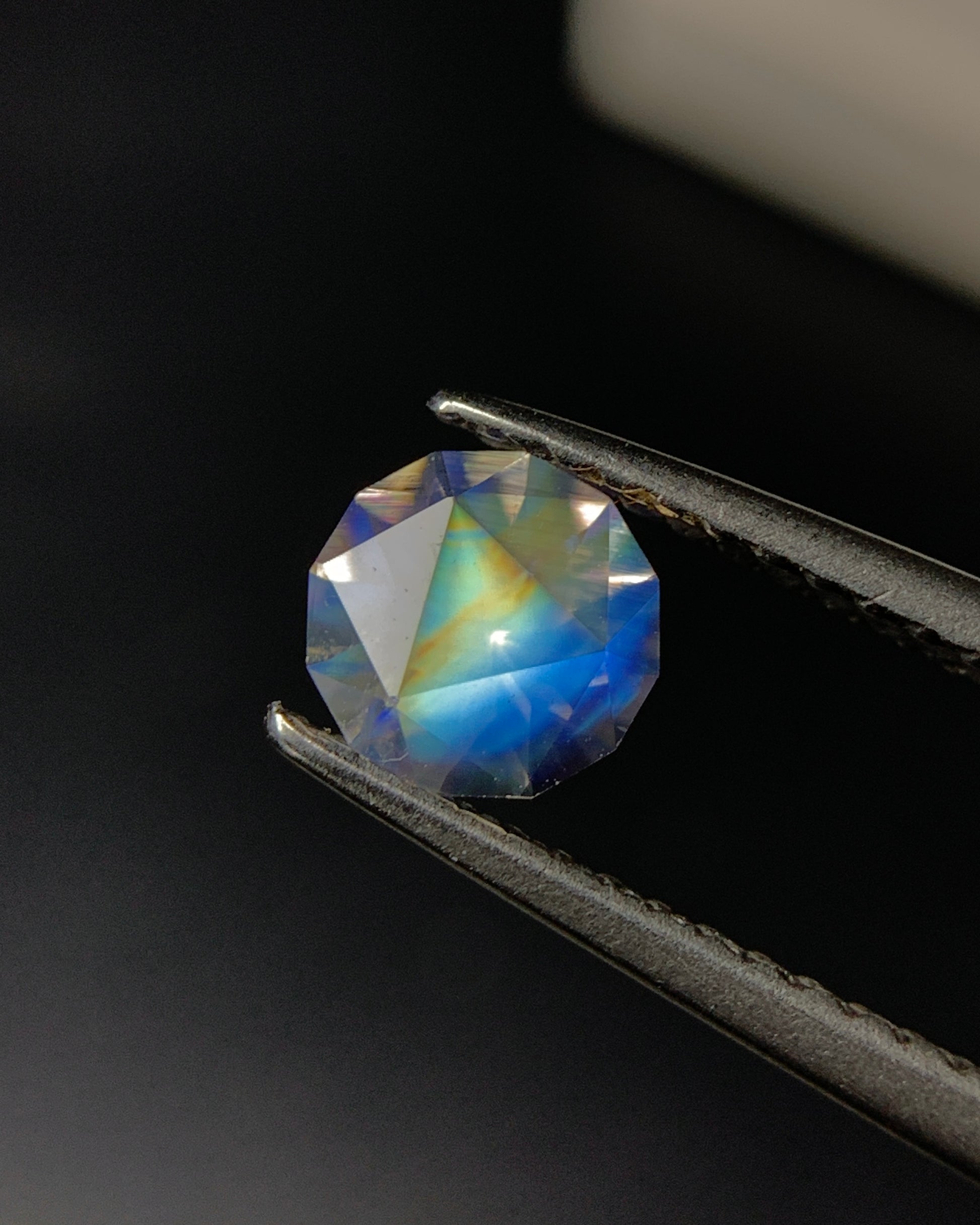 Natural Multi Fire Rainbow Moonstone 0.52 Carat 5.5x5.5 MM Corner Cut Faceted Gemstone 