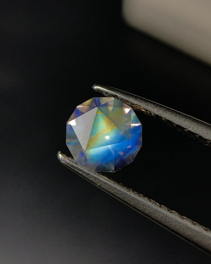 Natural Multi Fire Rainbow Moonstone 0.52 Carat 5.5x5.5 MM Corner Cut Faceted Gemstone 