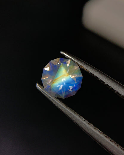 Natural Multi Fire Rainbow Moonstone 0.52 Carat 5.5x5.5 MM Corner Cut Faceted Gemstone 