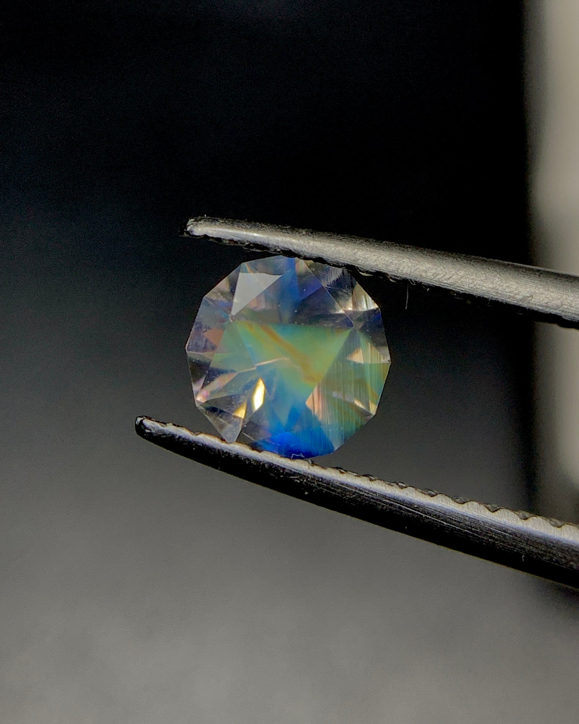 Natural Multi Fire Rainbow Moonstone 0.52 Carat 5.5x5.5 MM Corner Cut Faceted Gemstone 