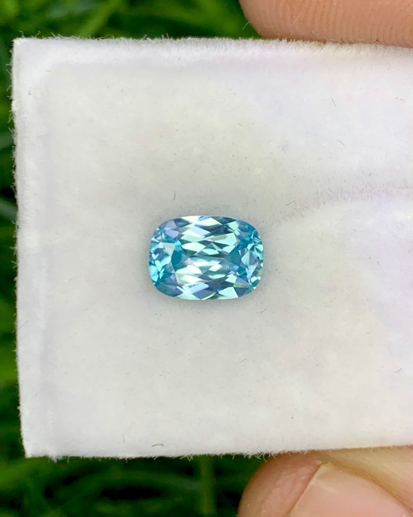 Natural Cambodian Blue Zircon 1.06 Carat 6.7x5 MM Cushion Shape Faceted Gemstone