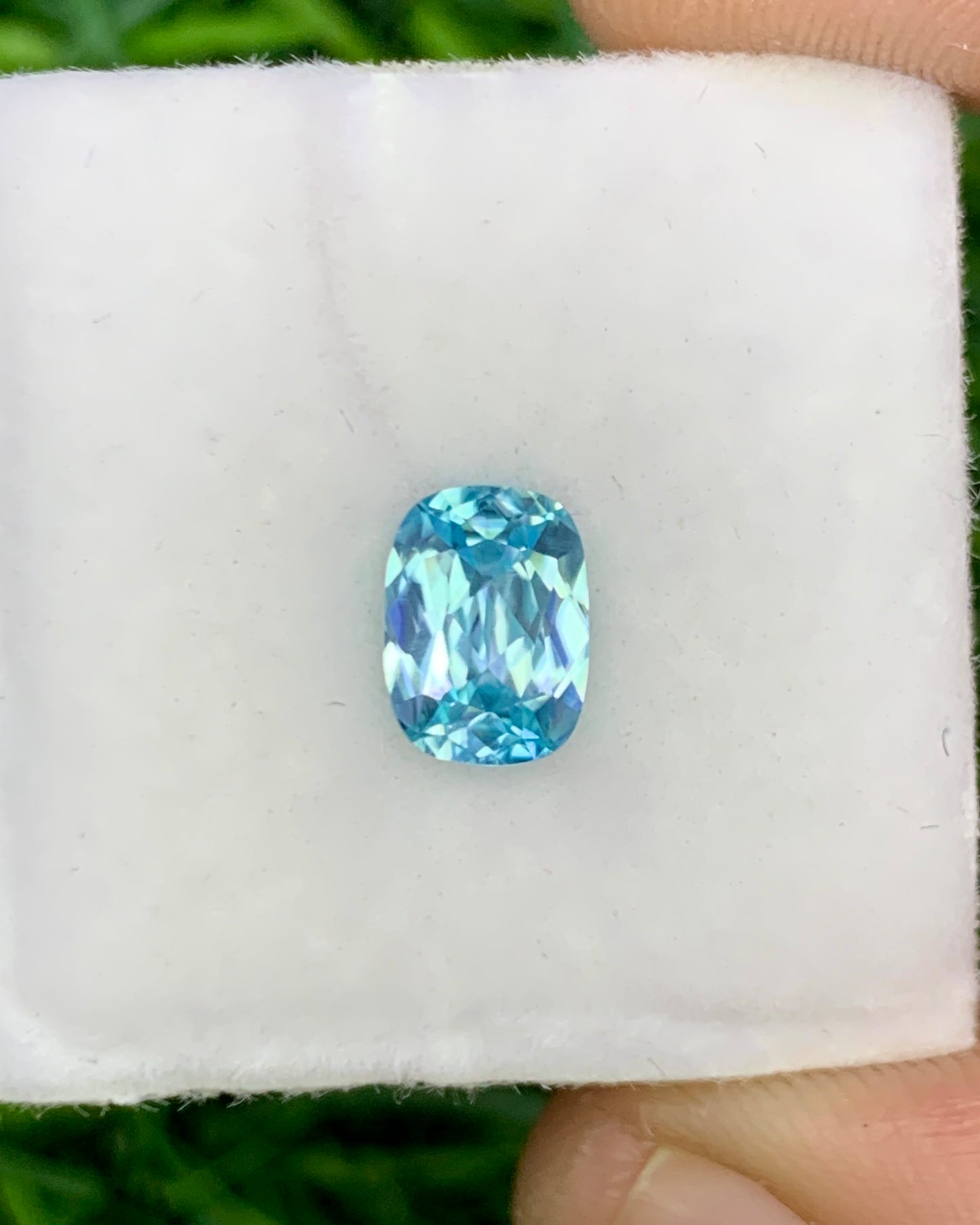 Natural Cambodian Blue Zircon 1.06 Carat 6.7x5 MM Cushion Shape Faceted Gemstone