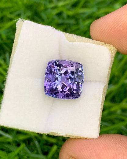 Natural Tanzanite 5.45 Carat 9.6x9.6 MM Cushion Shape Faceted Gemstone