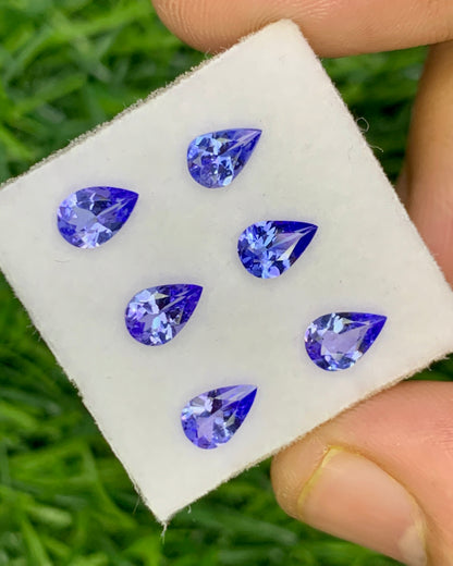 Natural Blue Tanzanite Lot 1.83 Carat 6x4 MM Pear Shape Faceted Gemstone 6 Piece Lot