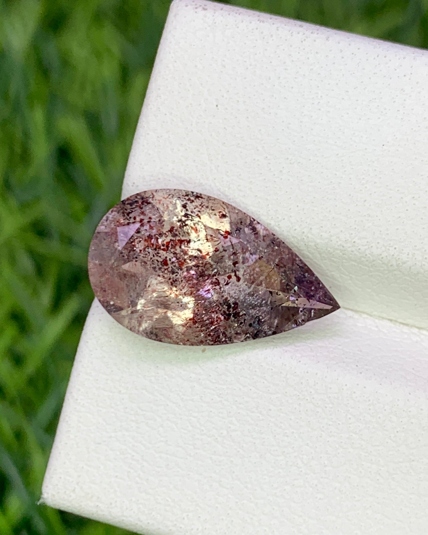 Natural Super Seven 4.28 Carat 16x9.5MM Pear Shape Faceted Gemstone with 7 Crystals Healing Stone Seven Chakra Melody Stone