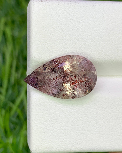 Natural Super Seven 4.28 Carat 16x9.5MM Pear Shape Faceted Gemstone with 7 Crystals Healing Stone Seven Chakra Melody Stone
