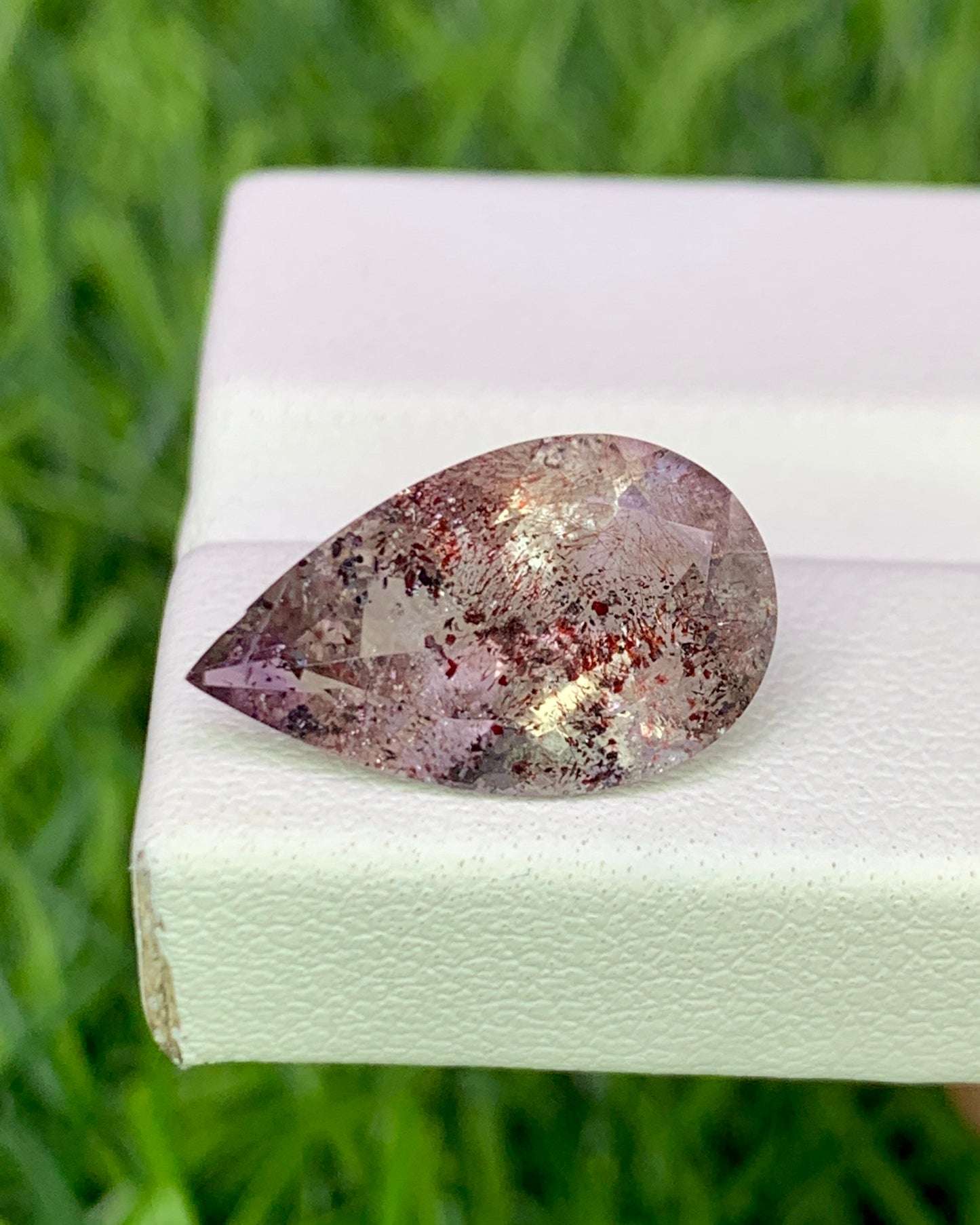 Natural Super Seven 4.28 Carat 16x9.5MM Pear Shape Faceted Gemstone with 7 Crystals Healing Stone Seven Chakra Melody Stone