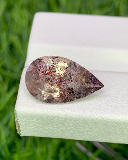 Natural Super Seven 4.28 Carat 16x9.5MM Pear Shape Faceted Gemstone with 7 Crystals Healing Stone Seven Chakra Melody Stone