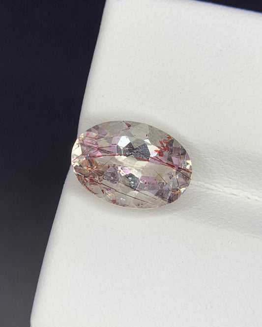Natural Super Seven 2.91 Carat 11.3x8 MM Oval Shape Faceted Gemstone with 7 Crystals Healing Stone Seven Chakra Melody Stone 