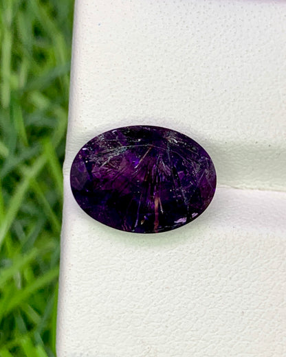 Natural Super Seven 3.95 Carat 12.6x9.3 MM Oval Shape Faceted Gemstone with 7 Crystals Healing Stone Seven Chakra Melody Stone