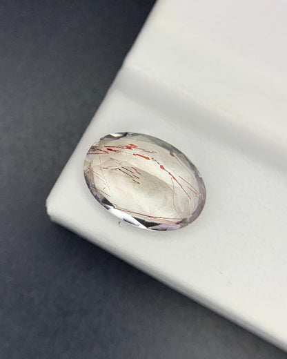 Natural Super Seven 2.91 Carat 11.3x8 MM Oval Shape Faceted Gemstone with 7 Crystals Healing Stone Seven Chakra Melody Stone 