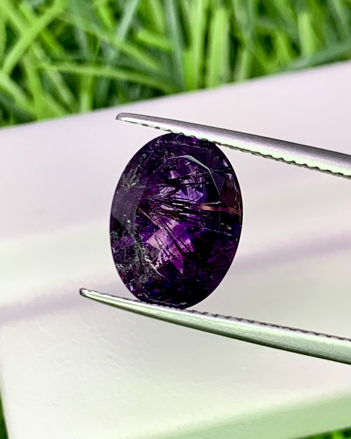 Natural Super Seven 3.95 Carat 12.6x9.3 MM Oval Shape Faceted Gemstone with 7 Crystals Healing Stone Seven Chakra Melody Stone